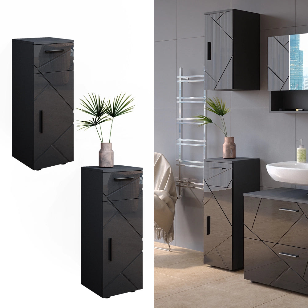Mobiletto bagno Irma Antracite lucido 30 x 81 cm Vicco