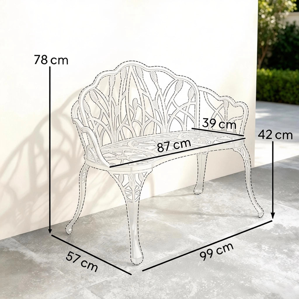 PANCHINA da giardino 99x57x78 cm in alluminio verde
