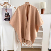 Stylewave Nuova cappa in cashmere scuro con spacco, scialle caldo e reversibile per uomo e donna