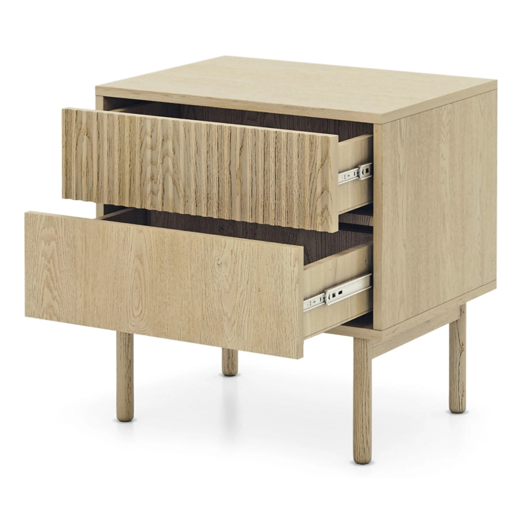 Gase, Comodino 2 Cassetti, 54x40x55h cm Marrone Rovere
