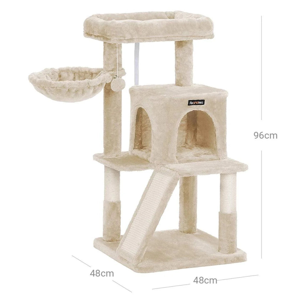 Torre per gatti con piattaforma di osservazione alta 96 cm beige 12_0001147