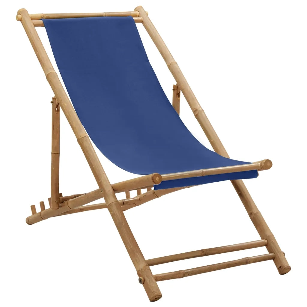 Sedia a Sdraio in BambÃ¹ e Tela Blu Marino