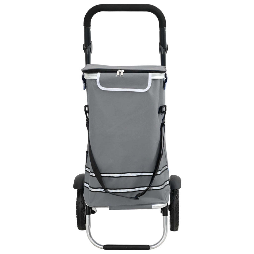 Carrello della spesa  con ruote e manico regolabile Grigio 40 L