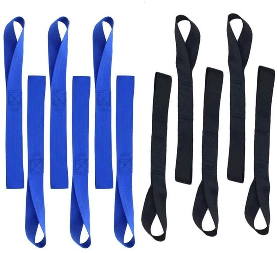 10 pezzi di fermi lacci cintura di sicurezza lacci di sicurezza 45 cm lacci di sicurezza cintura di sicurezza per trasporto sicuro di motocicletta cross motocicletta ATV UTV - nero + blu
