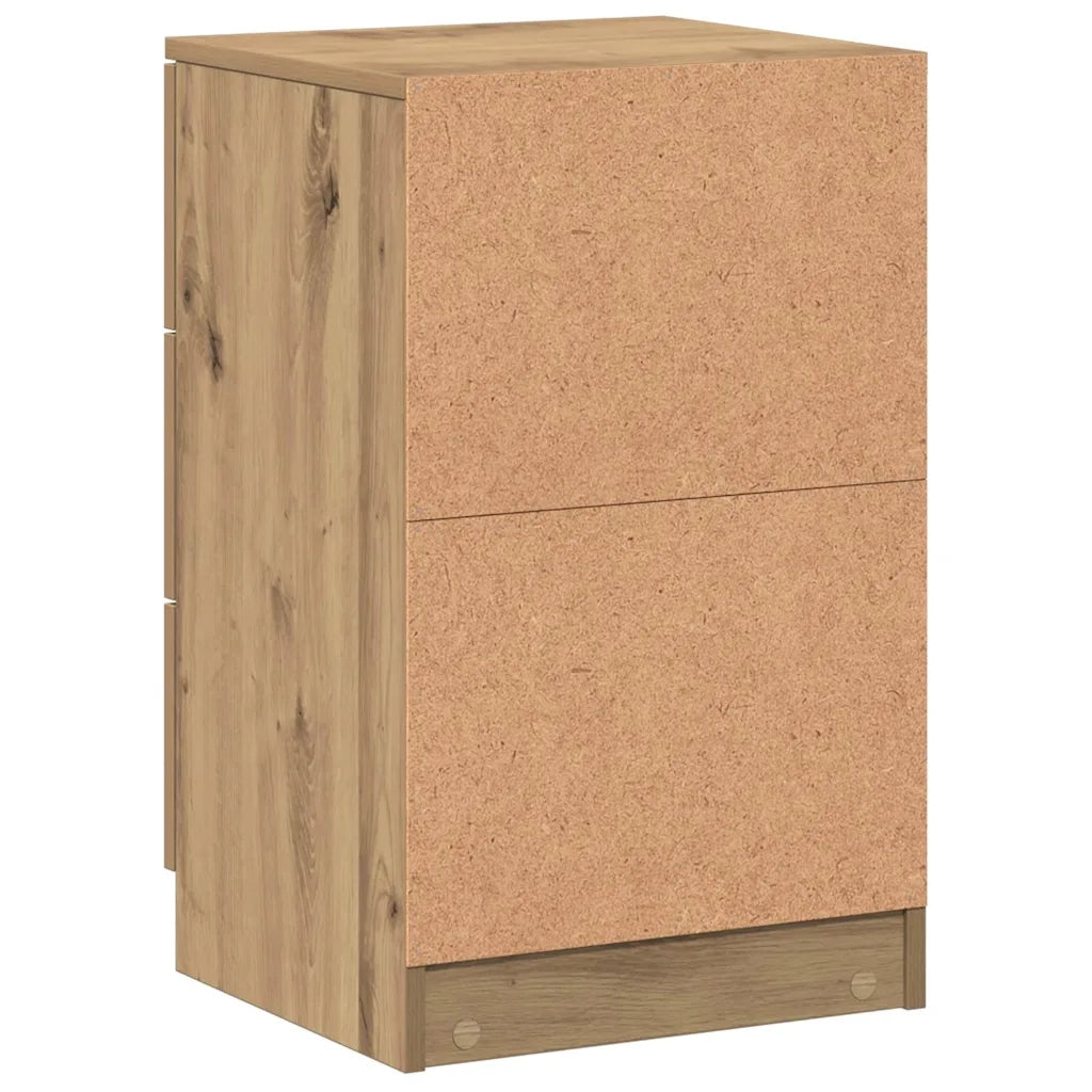 Set di 2 Comodini | Armadio da Notte | Mobiletto da notte Rovere Artigianale 40x36x65cm in Legno Multistrato