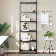 Libreria a 6 Ripiani Nera 60x30x188 cm in Legno Multistratocod mxl 108531