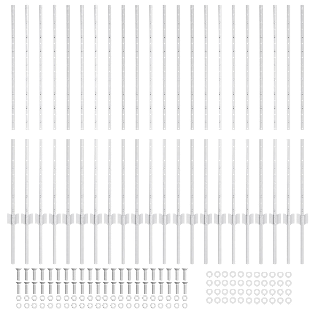 Pali per Recinzione 44 pcs U-Channel Argento 160 cm Acciaio