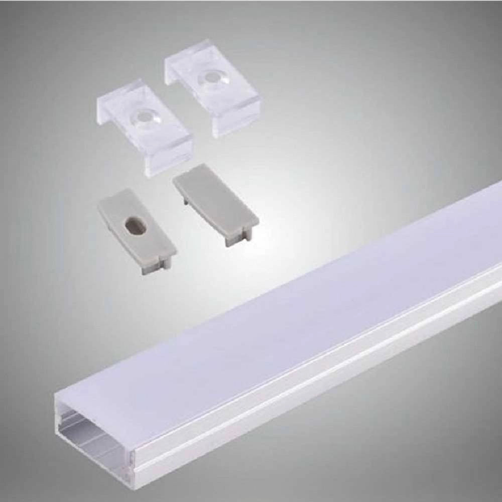 Trade Shop - Profilo In Alluminio 2 Mt Slim Con Copertura Opaca Per Strip Led Strisce Al-14 -