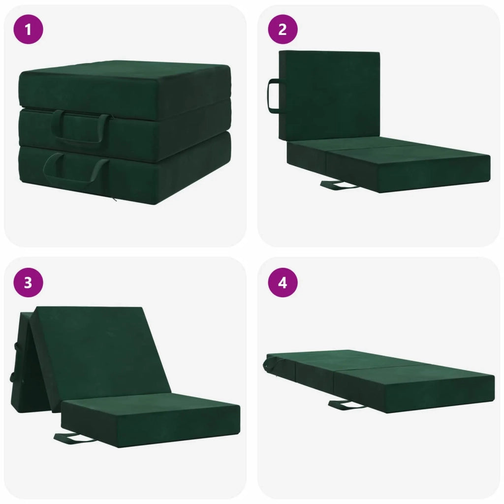 Divano Letto Pieghevole 90 x 63 x 45 cm Verde Scuro