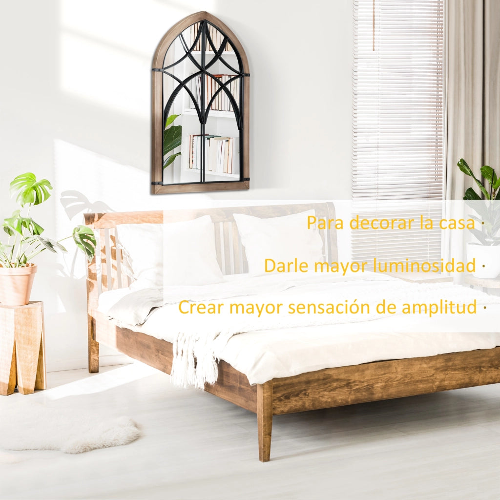 Specchio da Parete in Legno con Ganci ¨C zephmum ¨C 93x60 cm Marrone