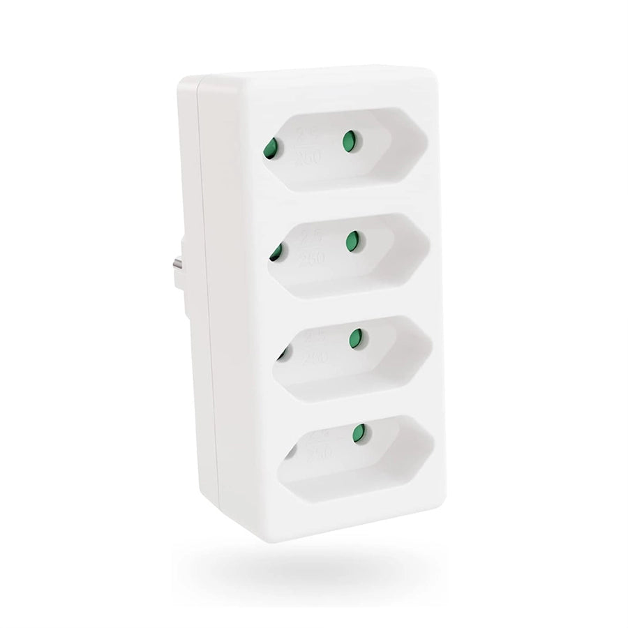 Presa Multipla 4 Prese Europee con Protezione Bambini ¨C zephmum ¨C Bianco