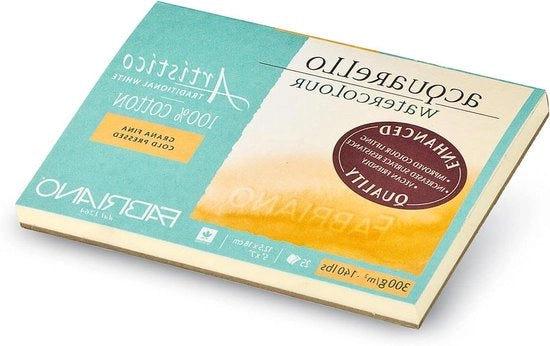 Acquarello artistico naturale fine grana cold pressed 125 x 18 cm 25 fogli 300 g/m² carta aquarello di alta qualità blocco a 4 facce collato in modo vegan