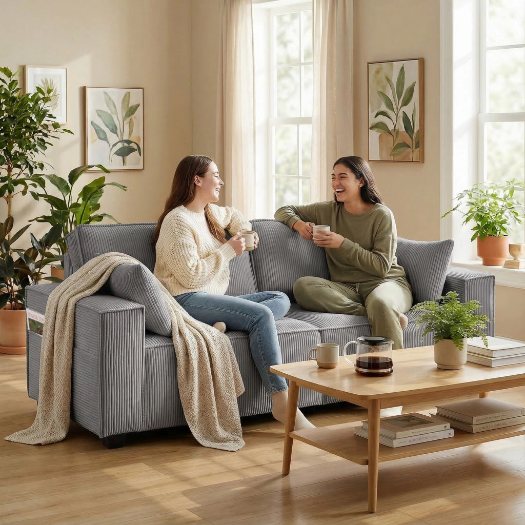 Divano 3 posti ¨C zephmum ¨C tessuto, grigio chiaro, 218 cm