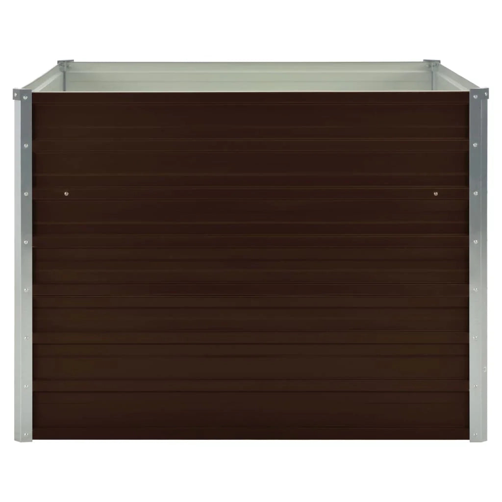 Fioriera rialzata marrone 100 x 100 x 77 cm per piante e fiori da giardino acciaio zincato 02_0000857