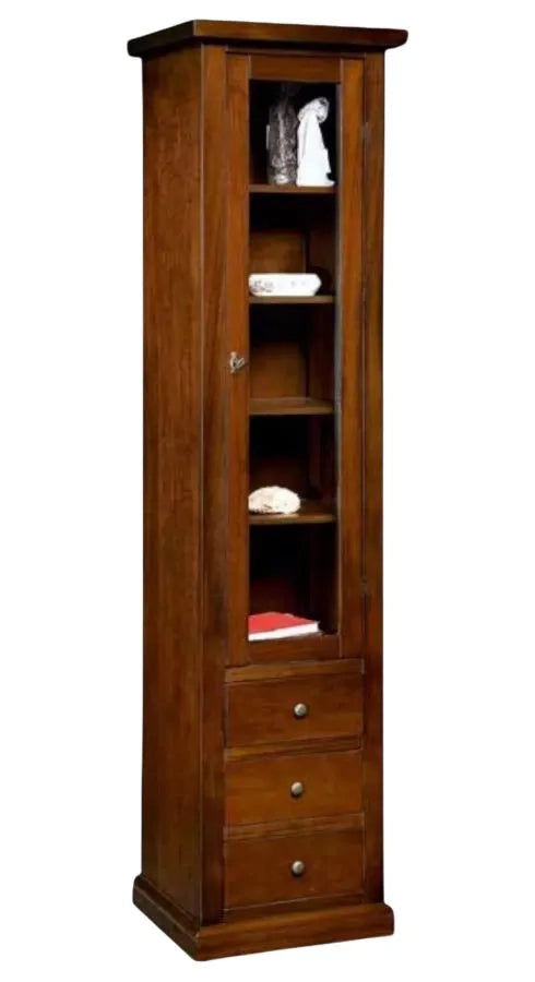 Vetrina libreria arte povera legno 1 porta tinta noce 45x41x187 - Mobili 2G