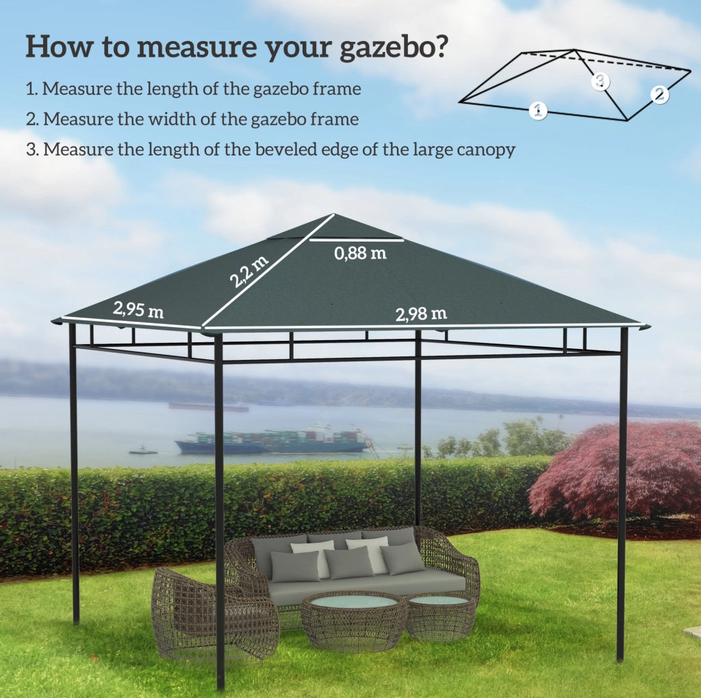 Telo di ricambio per gazebo 298 x 295 cm in poliestere grigio scuro