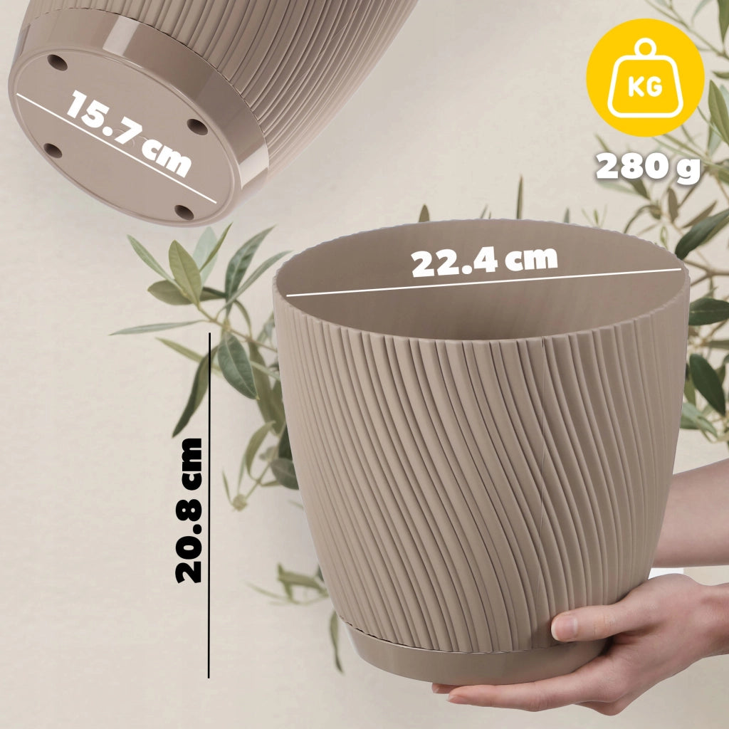 Vaso da fiori KADAX con supporto, coperchio, ciotola rotonda, 23 cm, marrone
