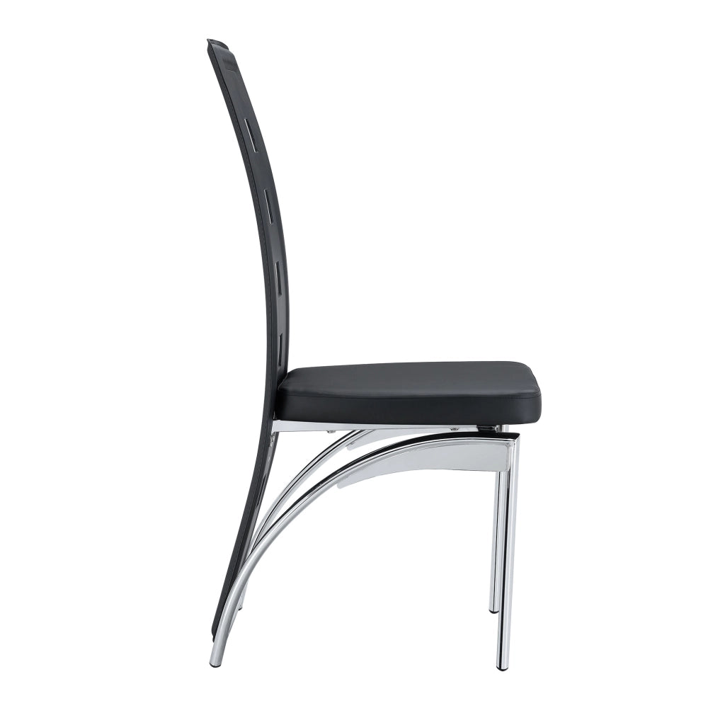 Sedie da Pranzo Set 2 Pezzi con Schienale Forato ¨C Xylo ¨C Nero, Similpelle, Gambe in Metallo, 102.5 cm
