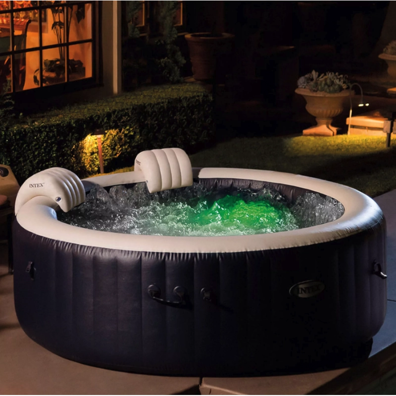 Spa gonfiabile idromassaggio 4 posti con luce LED e poggiatesta, riscaldamento 40°C diametro 196 cm altezza 71 cm per esterno - Intex