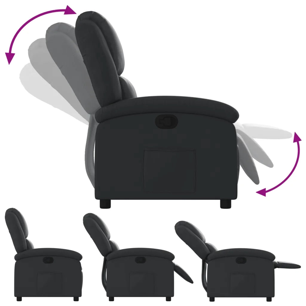 Poltrona reclinabile in Vera Pelle Nera 3205920