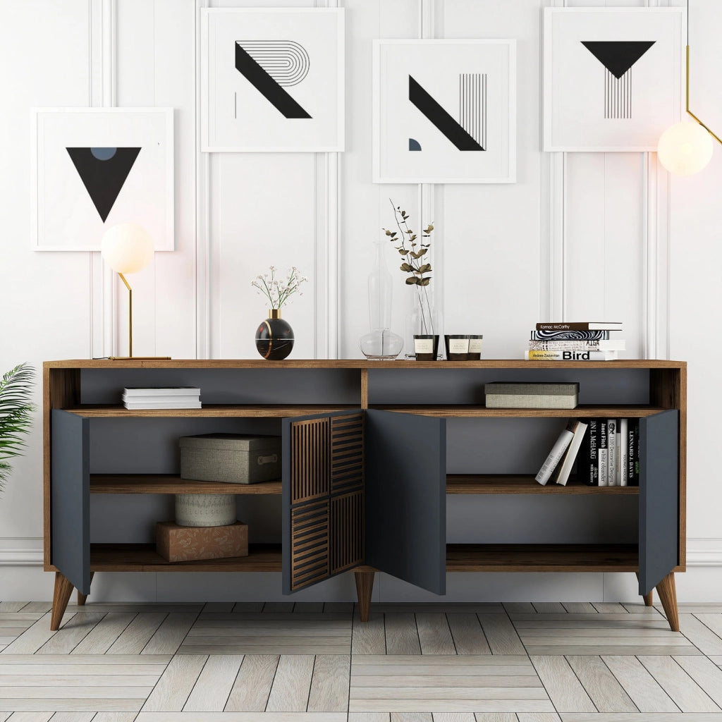 Buffet in legno "Milano" - 180 x 35 x 78 cm - Noyer Antracite