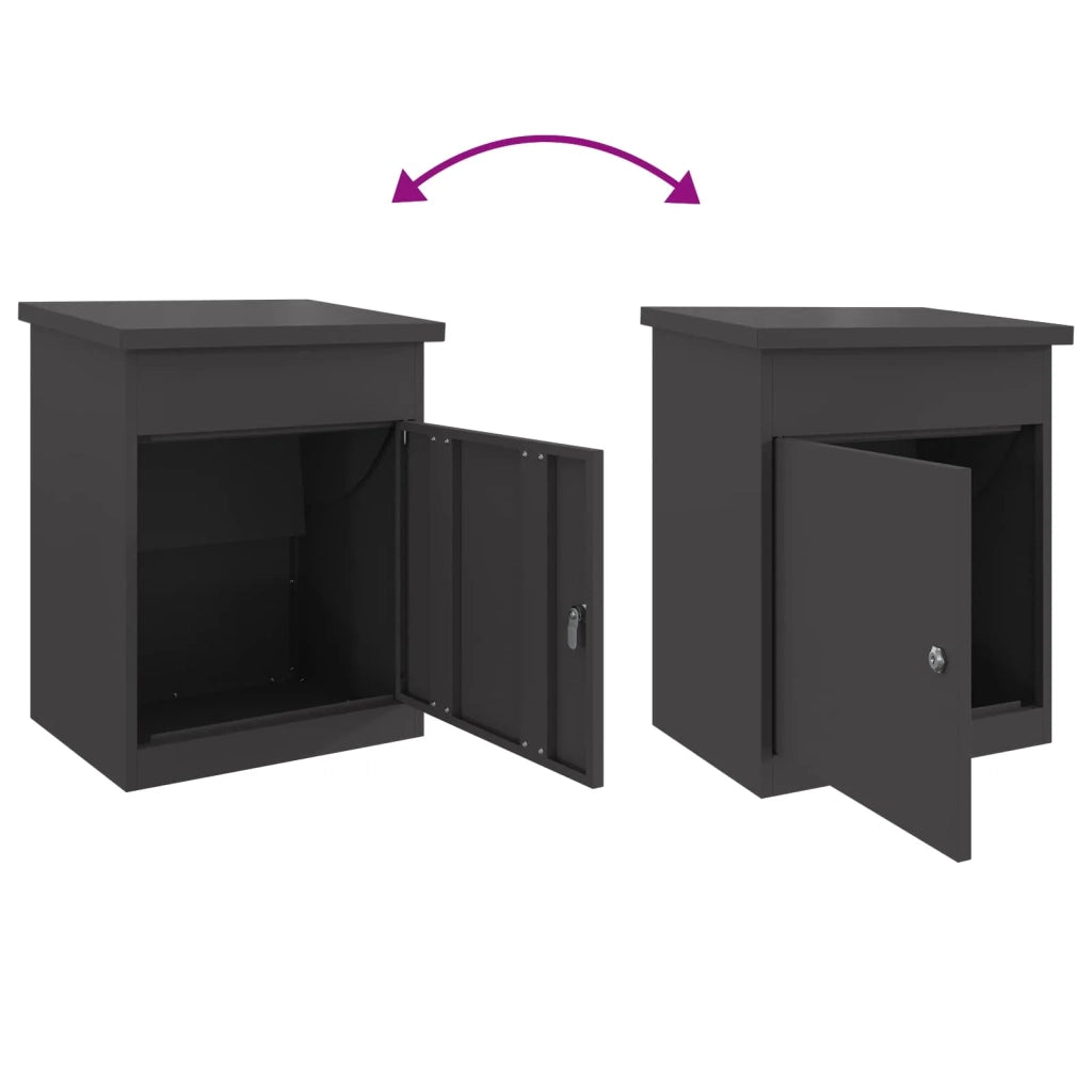 Cassetta per pacchi con porta Nero 47.5 x 38 x 59 cm Acciaio 874940