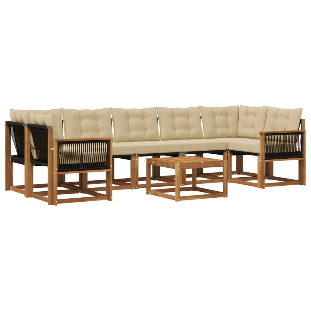 Set di divani da esterno 8 pz Naturale e Beige 3381841