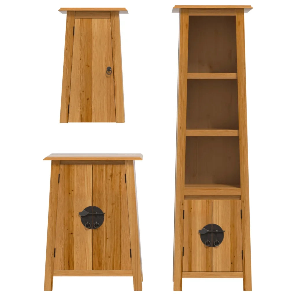Set Mobili da Bagno 3 pz in Legno Massello di Pino 3223455