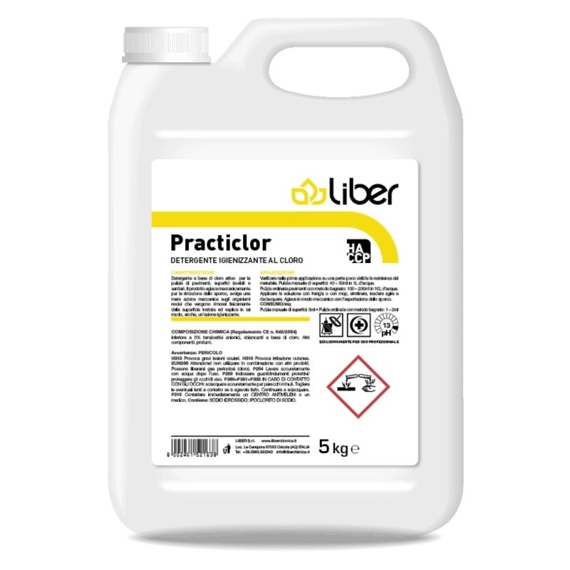 Practiclor 5 Kg, Detergente Sanificante al Cloro Pavimenti HACCP | Liber
