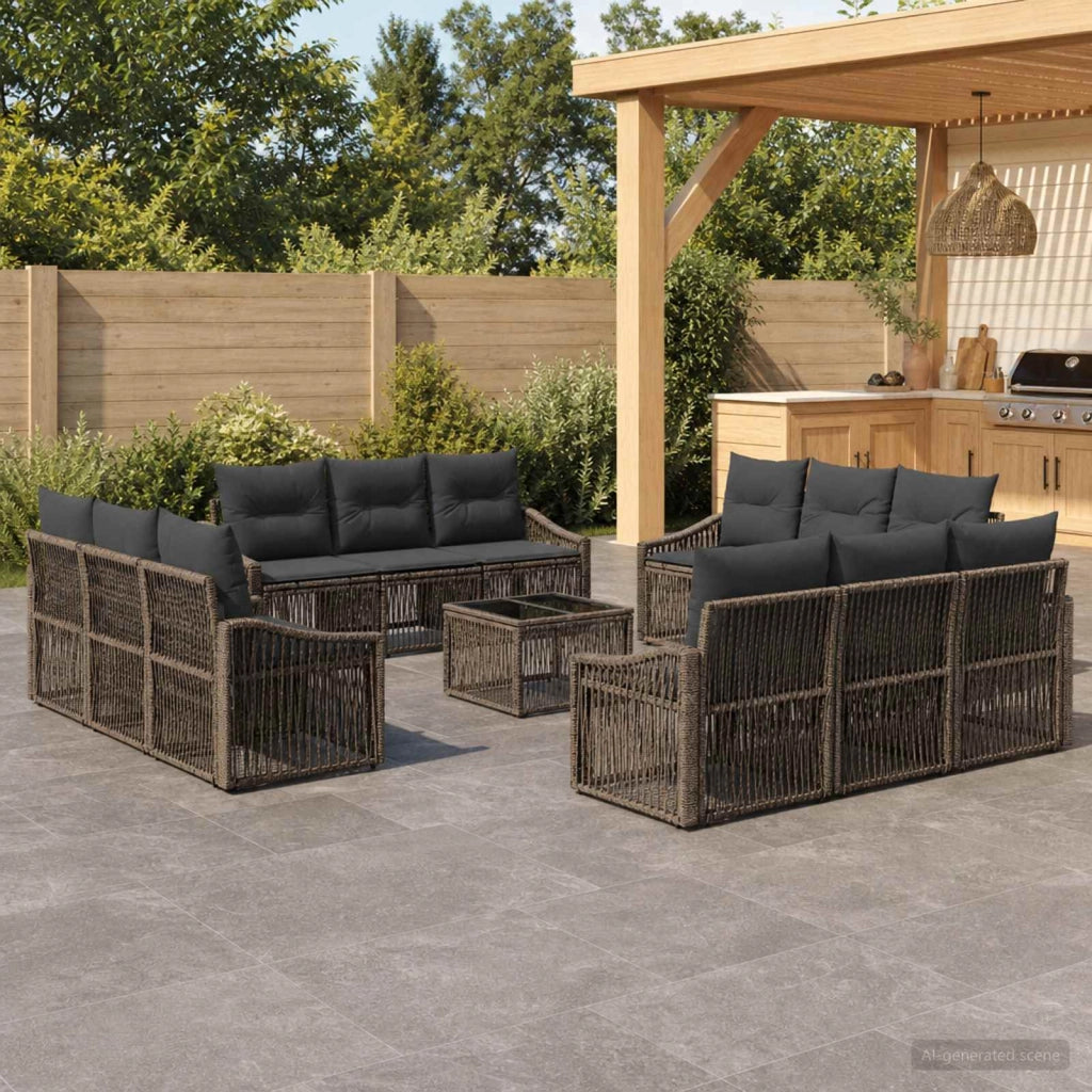 Set Divano da Giardino 13 pz Grigio polyrattan 3435959