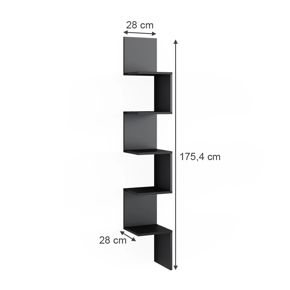 Scaffale ad angolo Paolo Nero 28 x 175.4 cm Set di 2 Vicco
