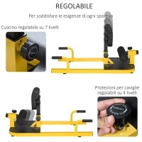 Macchina per Squat 3 in 1 Regolabile con Piedini Antiscivolo, 50x97x44.5-56.5cm, Giallo