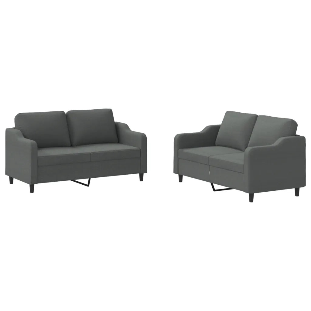 Set di Divani 2 pz con Cuscini Grigio Scuro in Tessutocod mxl 82308