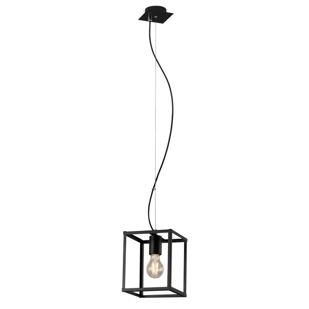 Sospensione Industrial Metallo Nero 1 Luce E27