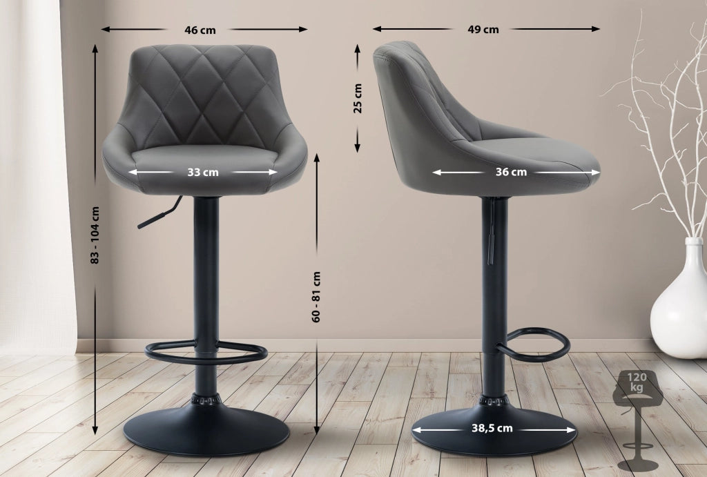 Sgabello Lazio in similpelle grigio,nero
