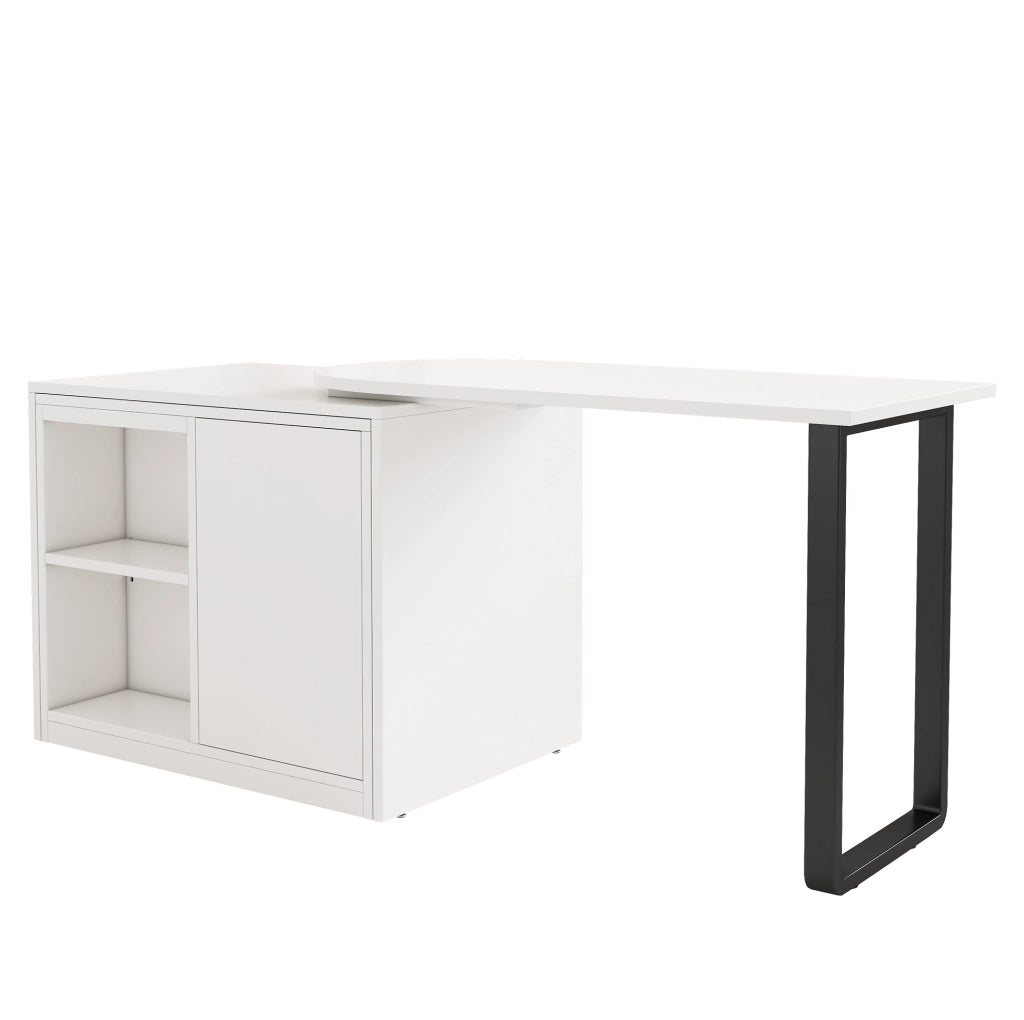 Scrivania con letto pieghevole 216x116x79 cm con ruote e spazio contenitivo in metallo e pannello truciolare bianco