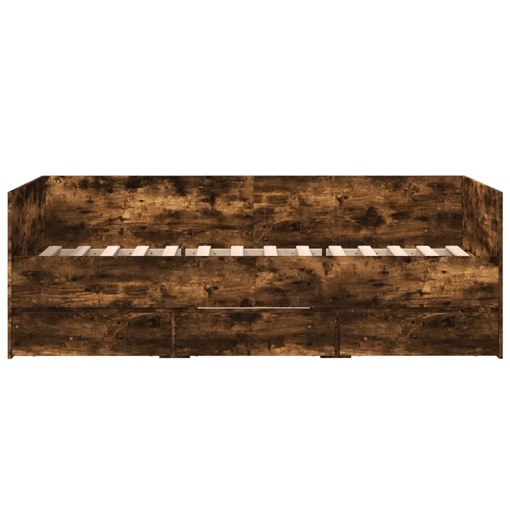 Divano Letto con Cassetti senza Materasso Rovere Fumo 75x190 cm 3280836