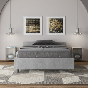 Letto 1 Piazza e Mezzo 120x190 cm con Rete e Contenitore Nuamo Cemento