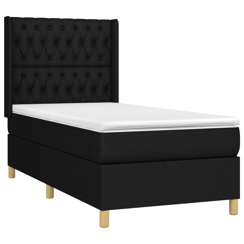 Letto a Molle con Materasso e LED Nero 90x200 cm in Tessuto 3139087