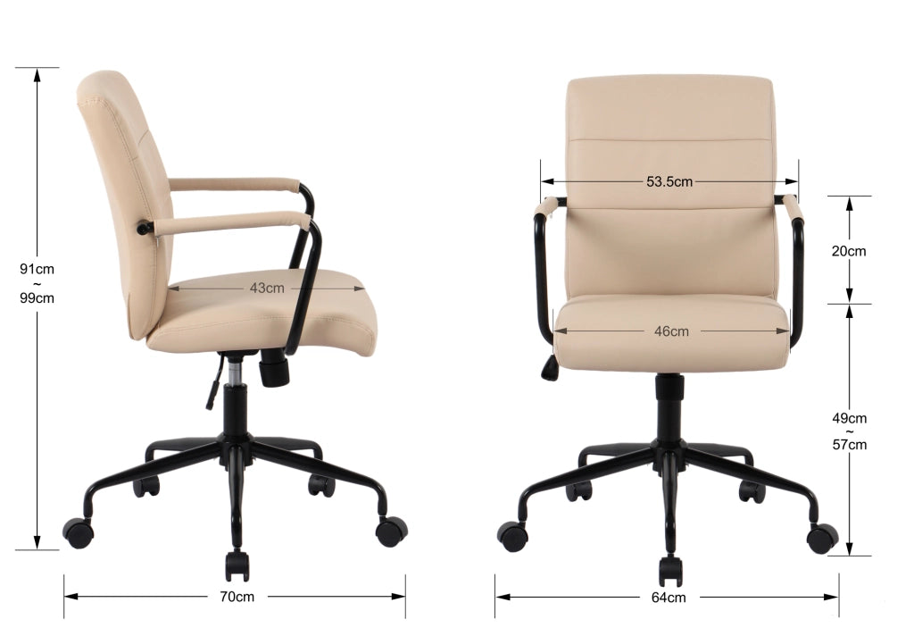 Sedia studio Hispanohogar regolabile in altezza similpelle beige 99x64x70