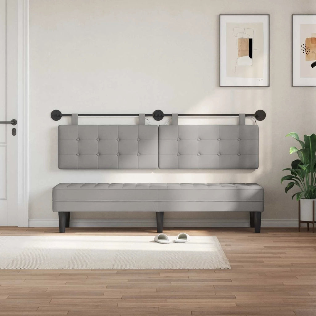 Testiera sospesa Con luce LED Grigio Nuvola Tessuto
