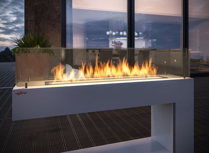 Camino a Bioetanolo da Pavimento 110x92 cm Spectrum Bianco con Vetro