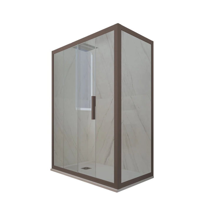 Box doccia scorrevole 75x120 CM H 200 Vetro Trasparente Profilo Chocolate mod. Deco Duo