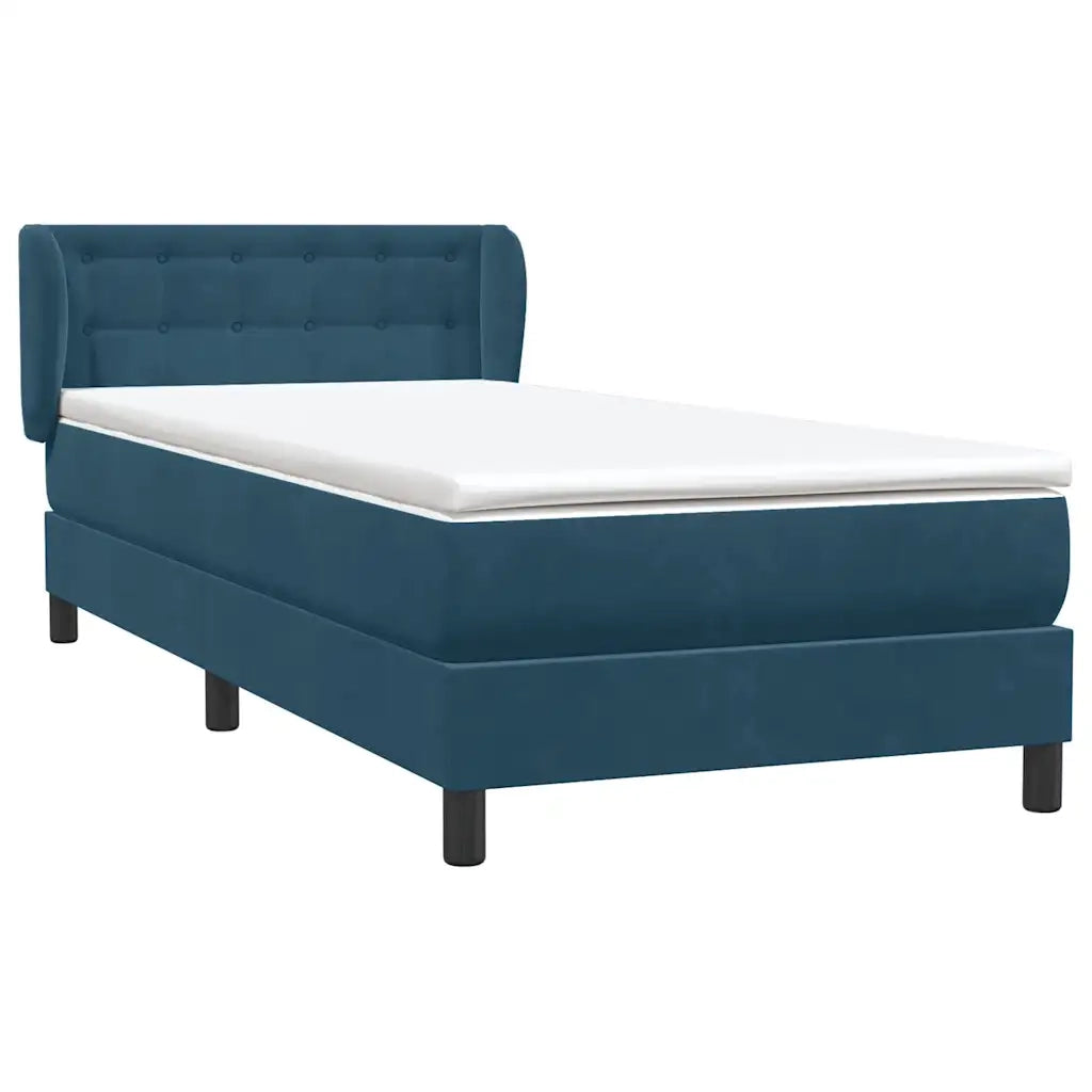 Giroletto a Molle con Materasso Blu Scuro 80x220 cm Velluto 3317887