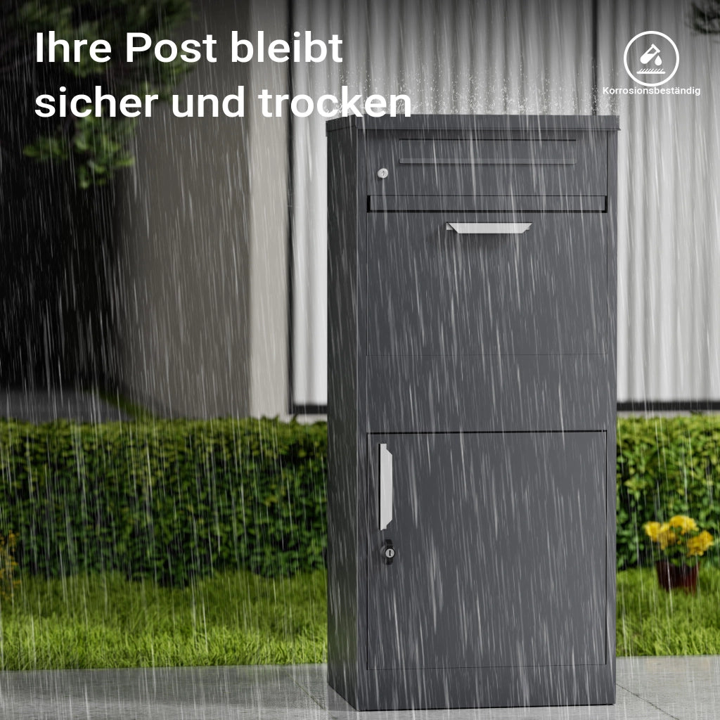 Toboli Cassetta postale per pacchi antracite 500 x 370 x 1120 mm Portapacchi con serratura