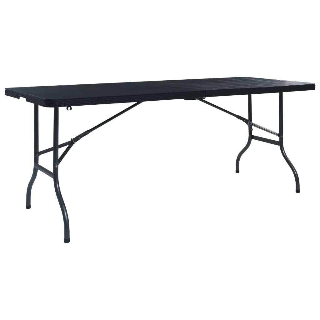 Tavolo da Giardino Pieghevole Nero 180x75x72 cm in Rattan HDPE cod mxl 52047