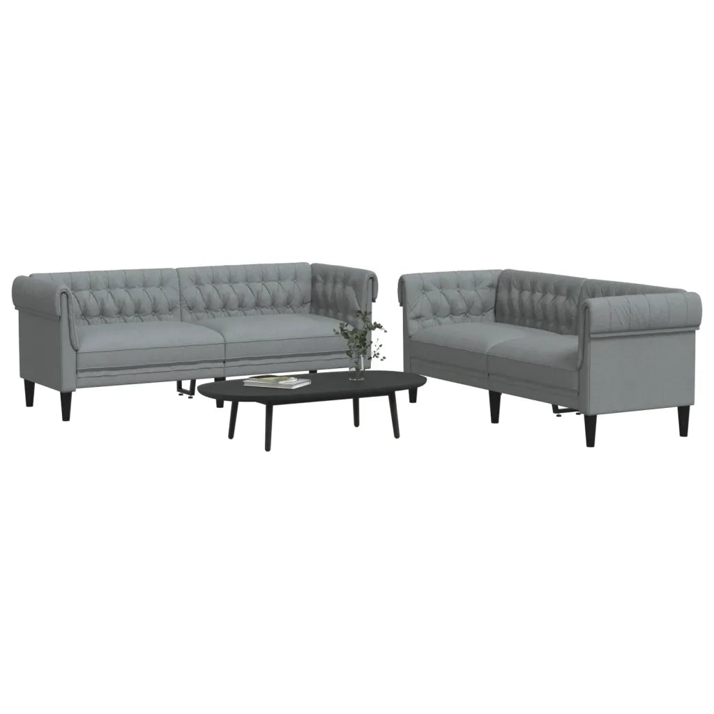 Set di Divani 2 pz Grigio Chiaro in Tessuto 3209200