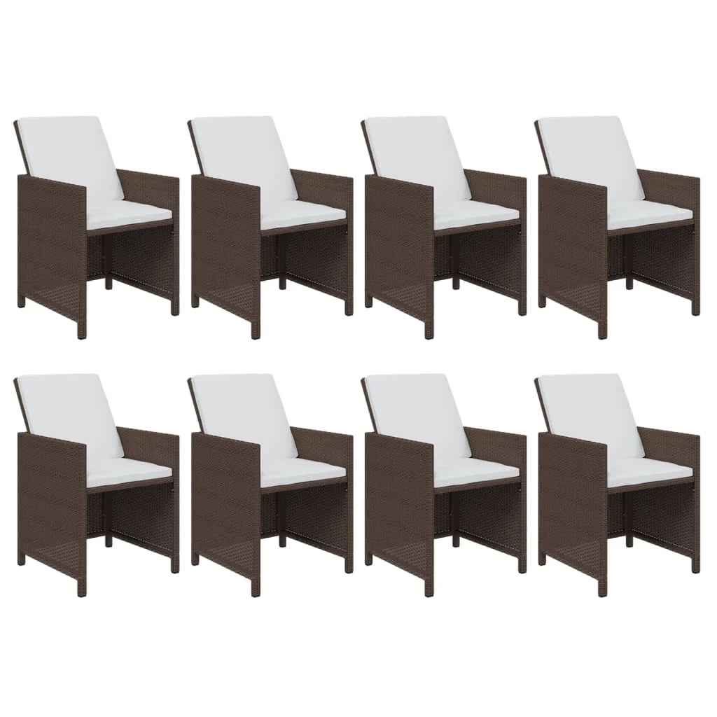 Set da pranzo per giardino mobili da esterno cuscini 9 pz polyrattan marrone 02_0014453