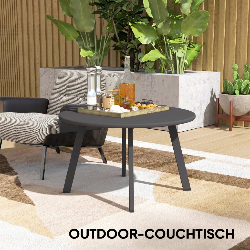 Tavolino da caff¨¨ rotondo esterno in metallo ¨C zephmum ¨C grigio scuro ?70x42 cm
