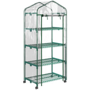 SERRA PER PIANTE VERTICALE CON SCAFFALE A 4 RIPIANI IN ACCIAIO E PVC BIANCO, 69X50X165CM